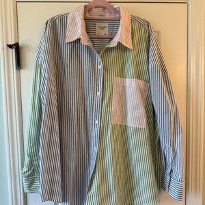 Oversized stripped button up, Abercrombie, XXL